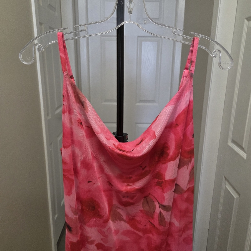 Pink Floral Cowl Neck Maxi Dress - Picture 4 of 8